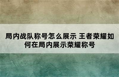 局内战队称号怎么展示 王者荣耀如何在局内展示荣耀称号